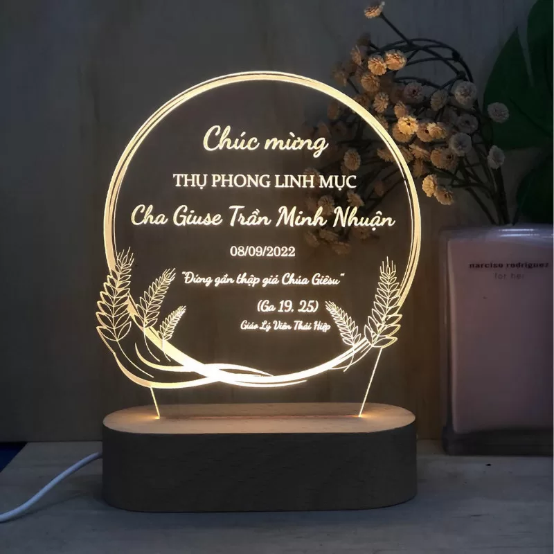 Đèn led decor khắc laser, quà tặng công giáo, quà tặng tôn giáo