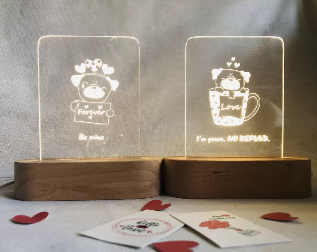 quà sinh nhật, quà theo yêu cầu, đèn led decor khắc laser