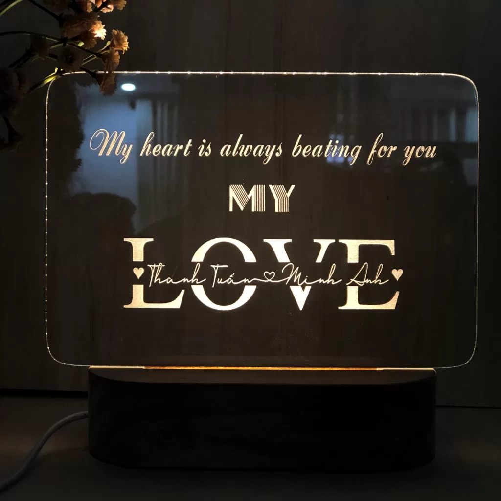 đèn led decor khắc laser, quà theo yêu cầu, quà Valentine, quà tặng sinh nhật, quà tặng người yêu, crush, quà tặng vợ