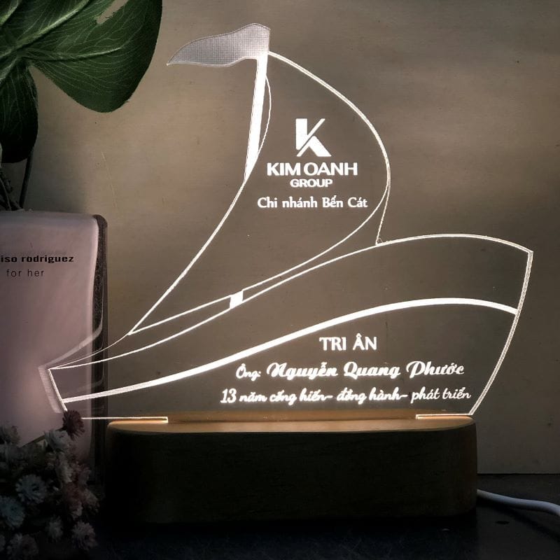 Đèn led kỷ niệm chương mẫu con thuyền diecut theo yêu cầu
