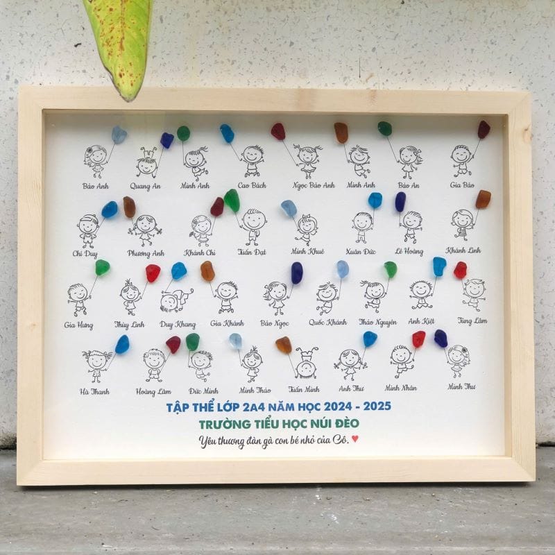 Tranh đá màu thủ công mẫu tập thể: gia đình, doanh nghiệp, tổ chức, lớp học