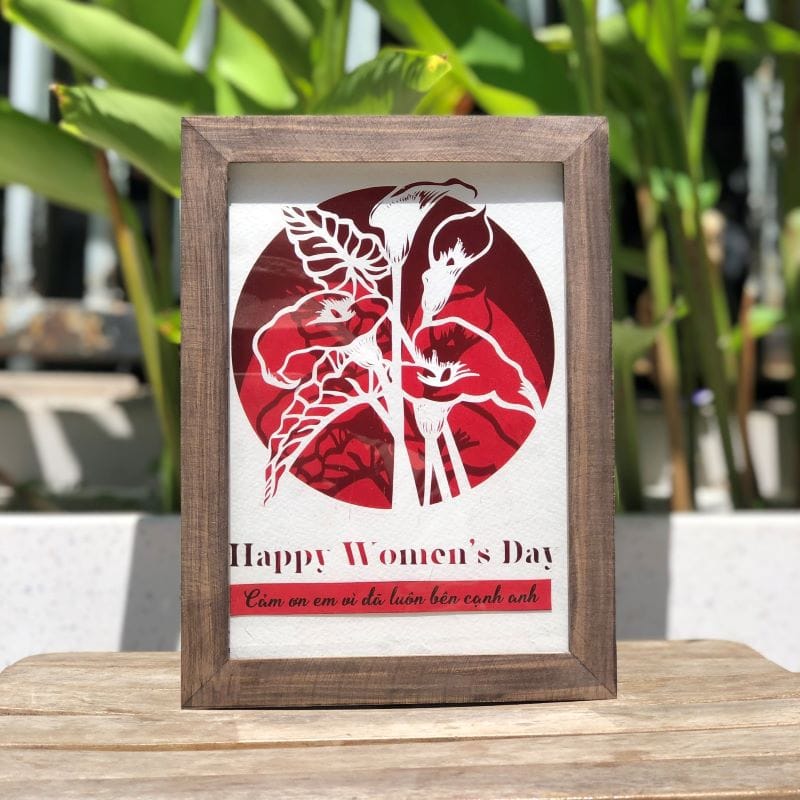 tranh giấy 3D thủ công cá nhân hóa 2 lớp xếp mẫu hoa