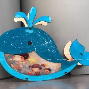 lồng đèn gỗ mộc chưa tô màu mẫu Cá Voi