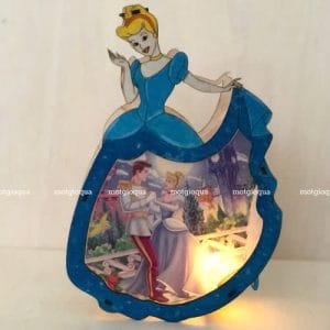 Lồng đèn gỗ Trung Thu size 20cm 2 mặt khung: Mẫu Lọ Lem (bản mộc chưa tô màu)