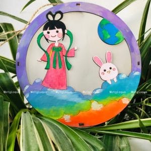 lồng đèn gỗ mộc chưa tô màu mẫu Chị Hằng Thỏ Ngọc