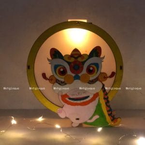 lồng đèn gỗ mộc chưa tô màu mẫu Đầu lân