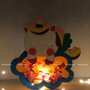 lồng đèn gỗ mộc chưa tô màu mẫu Unicorn