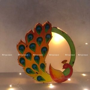 lồng đèn gỗ mộc chưa tô màu mẫu Chim Công