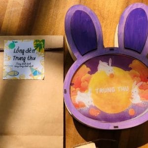 lồng đèn gỗ thủ công in màu sẵn mẫu Thỏ Ngọc