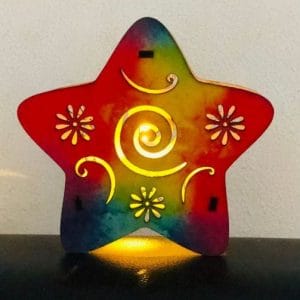 lồng đèn gỗ thủ công in màu sẵn mẫu ngôi sao