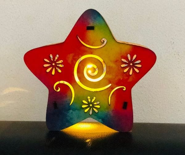 lồng đèn gỗ thủ công in màu sẵn mẫu ngôi sao