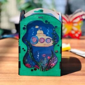 lồng đèn gỗ thủ công in màu sẵn mẫu Đại dương