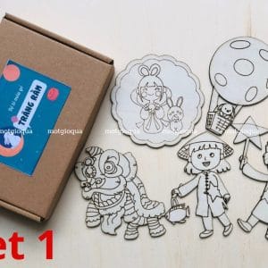 Set tô màu gỗ chủ đề trung thu chưa tô màu