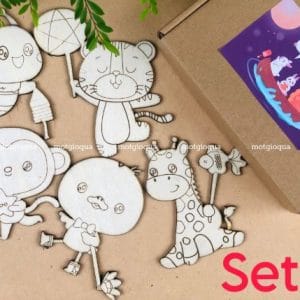 Set tô màu gỗ chủ đề trung thu chưa tô màu