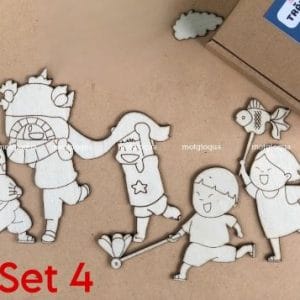 Set tô màu gỗ chủ đề trung thu chưa tô màu