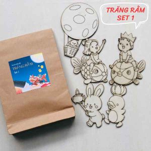 Set tô màu gỗ chủ đề trung thu chưa tô màu, làm quà tặng các em nhỏ